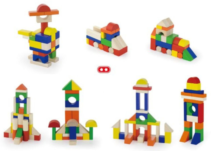 דלי 100 קוביות בנייה מעץ