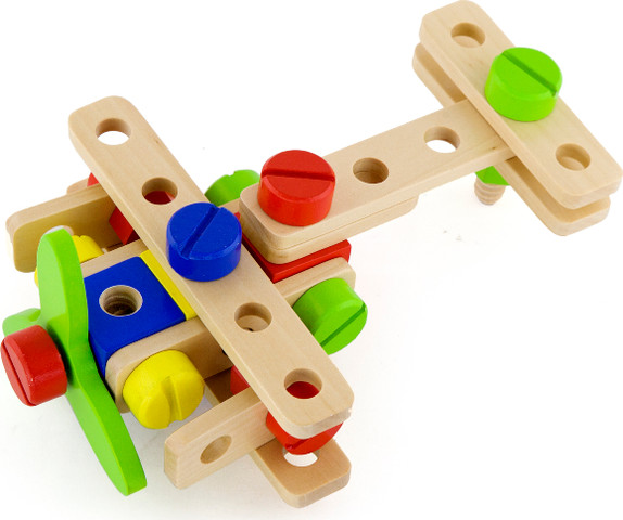 דלי 68 קוביות בנייה מעץ - אומים וברגים