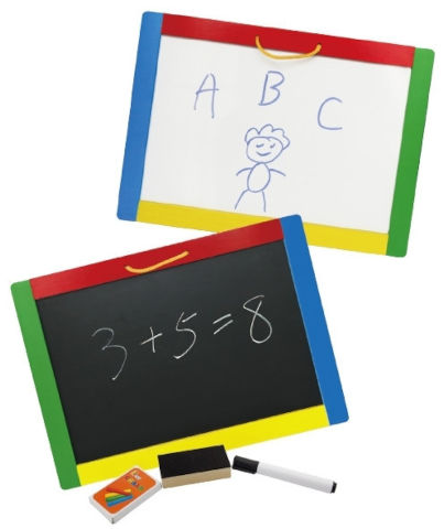 לוח כתיבה מגנטי דו צדדי + גירים וטושים