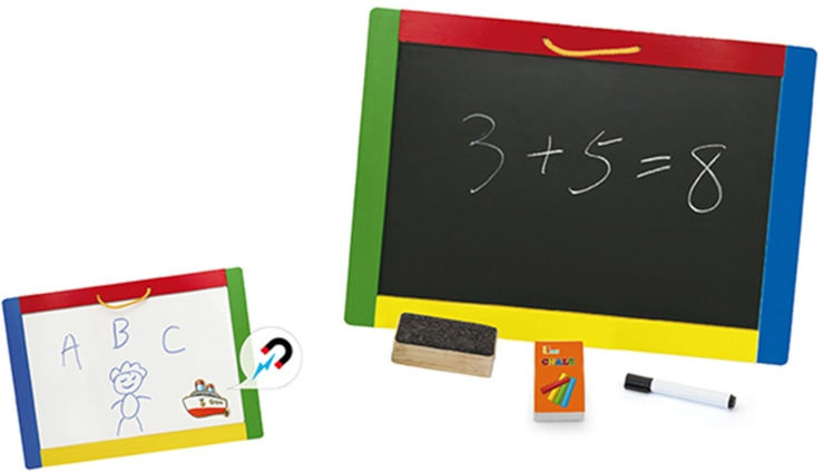 לוח כתיבה מגנטי דו צדדי + גירים וטושים