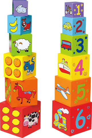 סט קוביות מספרים 1-6 נכנסות אחד בשנייה