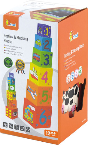 סט קוביות מספרים 1-6 נכנסות אחד בשנייה