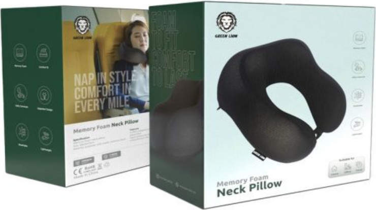 Green Lion Memory Foam Neck Pillow בצבע שחור