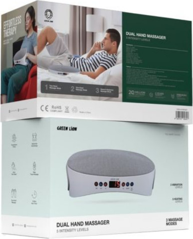 Green Lion Dual Hand Massager 5 Intensity Levels בצבע אפור