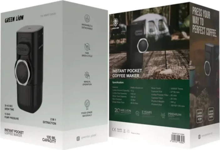 Green Lion Instant Pocket Coffee Maker 100mL בצבע שחור