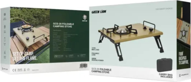 Green Lion GCS-20 Foldable Camping Stove בצבע חאקי