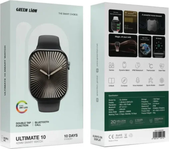 Green Lion Ultimate 10 Smart Watch בצבע שחור