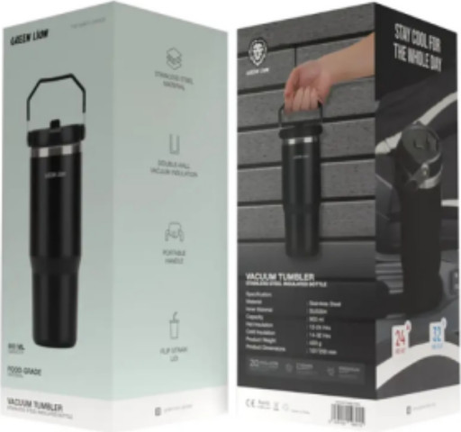 Green Lion Vacuum Tumbler 900ml Bottle בצבע שחור
