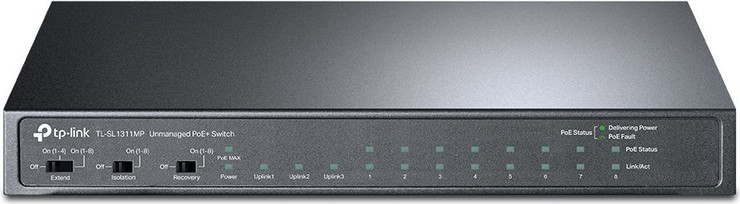 מתג שולחני לא מנוהל TP-Link 8 Ports Gigabit With 8 Ports PoE+ TL-SL1311MP