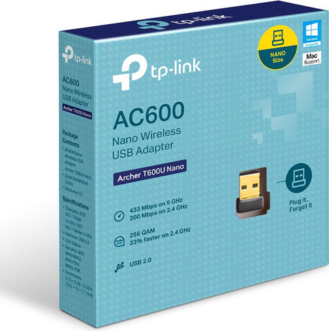 מתאם רשת אלחוטי TP-Link AC600 Wi Fi 5 Archer T600U Nano Wireless