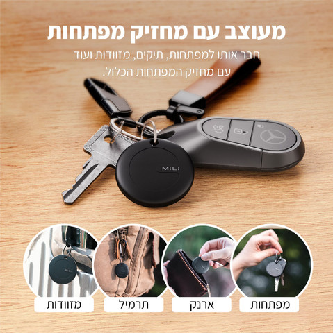 סט 3 חיישני איתור חפצים חכמים MiTag Duo תואם APPLE & ANDROID דגם HD-P16-3-AI