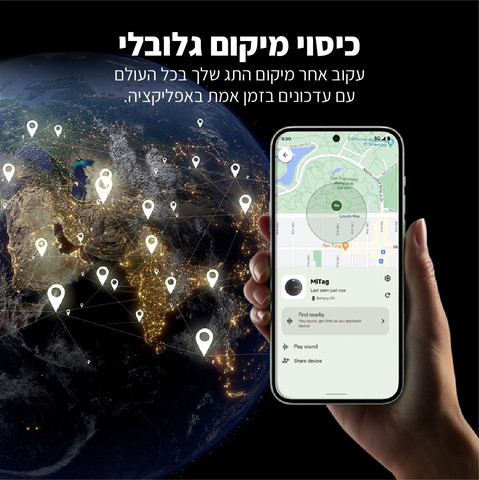 חיישן איתור חפצים חכם Duo MiTag תואם Android & Apple כולל נרתיק עור דגם HD-P16-AI
