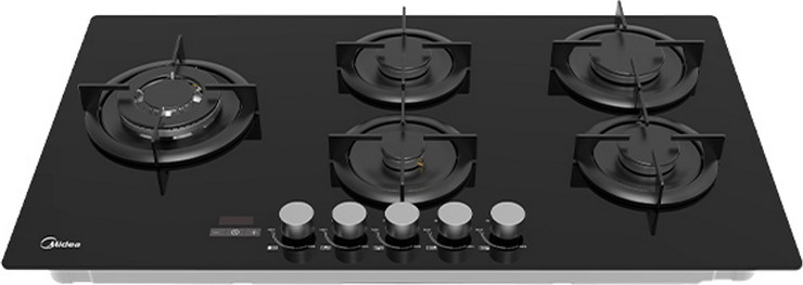 כיריים גז 5 להבות - 90 ס"מ Midea מידאה 90GH503 זכוכית שחורה
