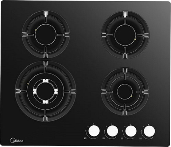 כיריים גז - 4 להבות Midea מידאה Defendi 60GH503-B זכוכית שחורה