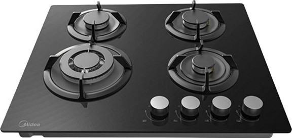 כיריים גז - 4 להבות Midea מידאה Defendi 60GH503-B זכוכית שחורה