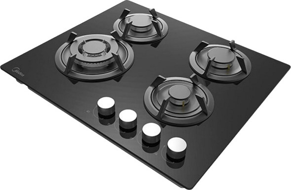 כיריים גז - 4 להבות Midea מידאה Defendi 60GH503-B זכוכית שחורה
