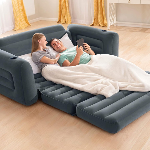 ספה מתנפחת לזוג הנפתחת למיזרון זוגי LOUNGIN AROUND דגם INTEX 66552