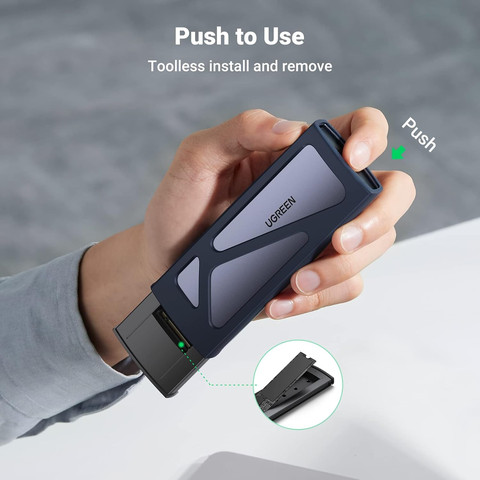 מתאם M.2 NVMe ל-USB-C במהירות 10Gbps – מארז SSD חיצוני של UGREEN אפור