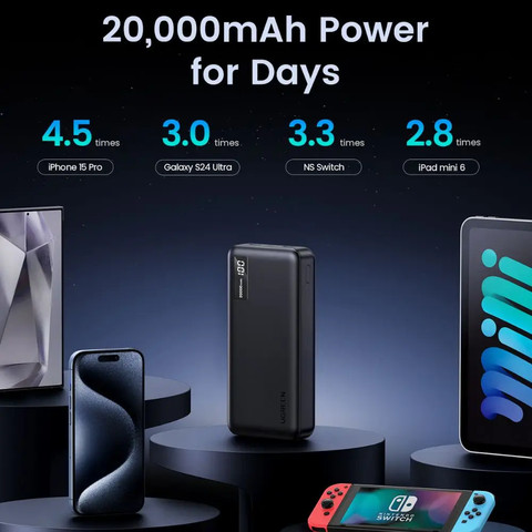 סוללת חירום UGREEN Nexode 20000mAh 20W PD שחור שחור