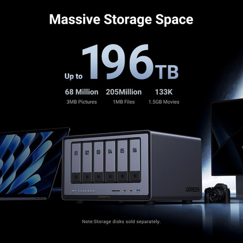 שרת אחסון חכם לעסקים UGREEN NASync DXP6800 Pro אפור
