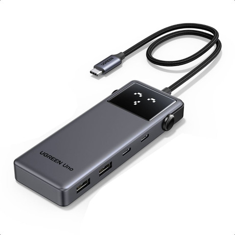 מפצל UGREEN UNO USB-C 6 ב-1 – כולל HDMI 4K@60Hz, טעינה מהירה 100W וחיבורים מהירים 10Gbps אפור