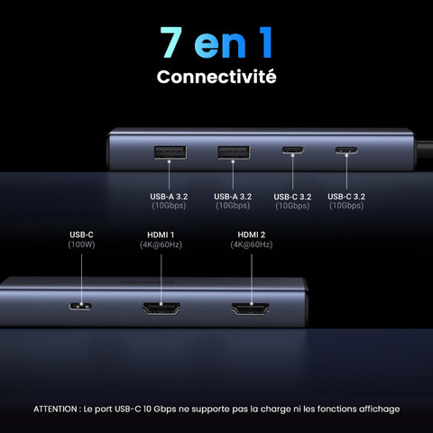 תחנת עגינה 7ב-1 UGREEN USB-C HDMI 4K@60Hz אפור