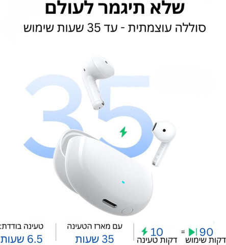 אוזניות אלחוטיות Ugreen LightBuds TWS Semi In Ear לבן
