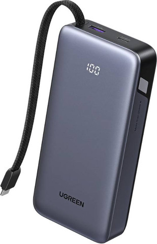 סוללת גיבוי UGREEN Nexode 20000mAh 45W עם כבל מובנה אפור