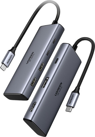 מולטיפורט UGREEN USB-C 7 IN1 2C2A+HDMI+DP+PD אפור