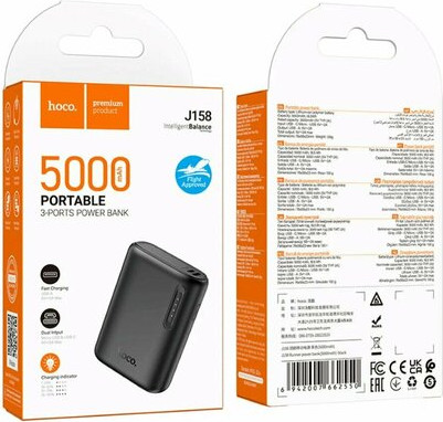 מטען נייד וקומפקטי 5000mAh דגם HOCO J158 שחור
