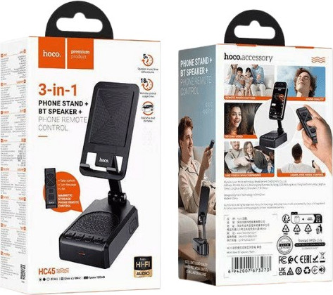 מעמד שולחני לטלפון עם רמקול Bluetooth ושלט רחוק HOCO HC45