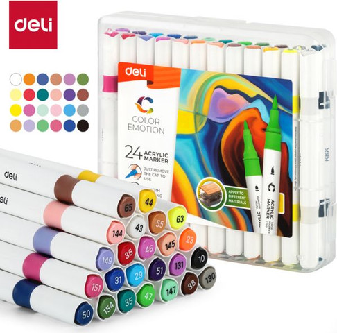 סט 24 טושים אקרילים דוצ deli EC190-24