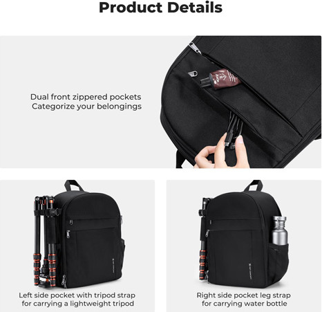 תיק גב לצילום מקצועי K F  Concept Camera Backpack 13L