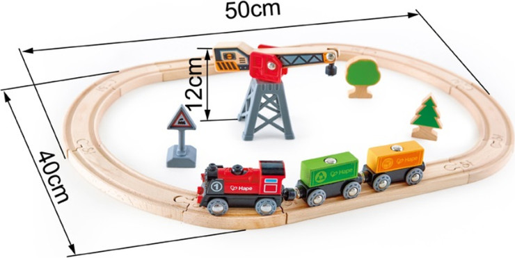 סט מסילות רכבת מטען עם קטר חשמלי - Hape