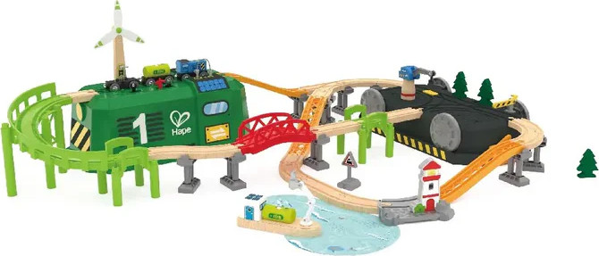 ערכת רכבת אנרגיה ירוקה 60 חלקים בקופסת אחסון ניידת