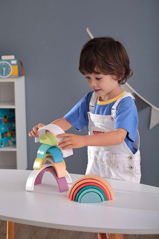 משחק 7 קשתות עץ צבעוניות - Linda Toys