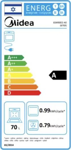 תנור בנוי 70 ליטר Midea 65M90D2-BK שחור