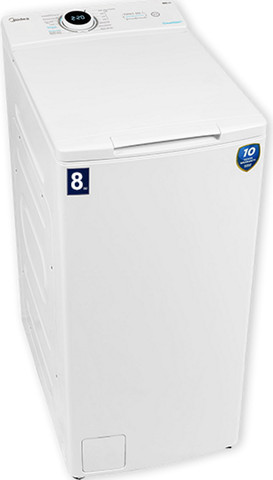 מכונת כביסה פתח עליון 8 ק"ג Midea מידאה MF100T80B/W-IL