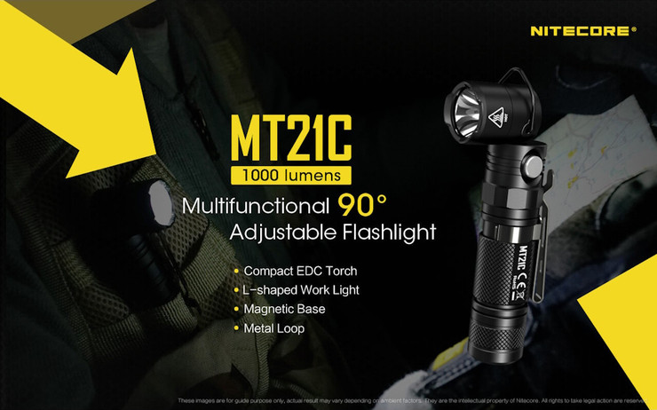 פנס ידני 1000 לומנס נטען Nitecore נייטקור MT21C