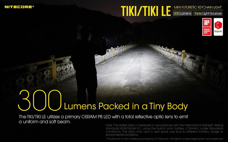 פנס כיס 300 לומן נטען Nitecore נייטקור TIKI אפור