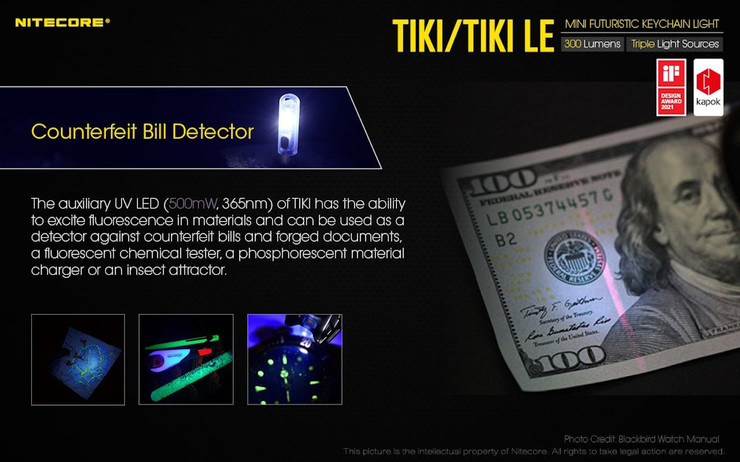פנס כיס 300 לומן נטען Nitecore נייטקור TIKI אפור