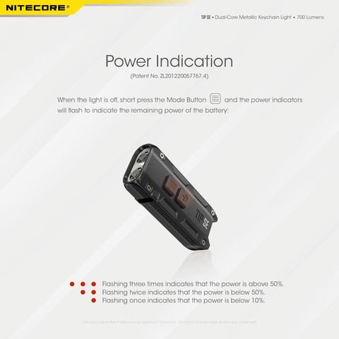 פנס כיס 700 לומנס נטען Nitecore נייטקור TIP SE