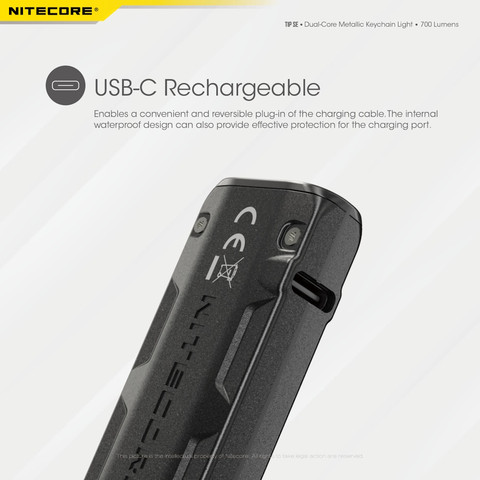 פנס כיס 700 לומנס נטען Nitecore נייטקור TIP SE