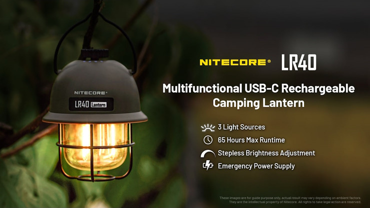 עששית לשטח ולחירום כולל סוללת גיבוי Nitecore נייטקור LR40