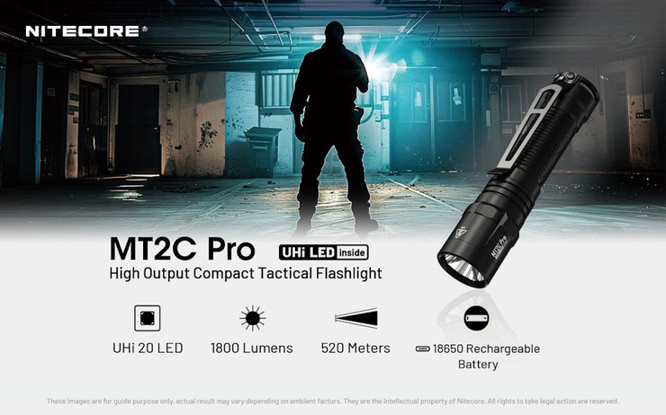 פנס ידני 1800 לומנס נטען Nitecore נייטקור MT2C Pro