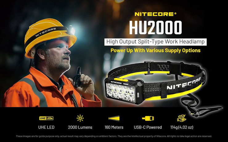 פנס ראש מקצועי 2000 לומנס Nitecore נייטקור HU2000