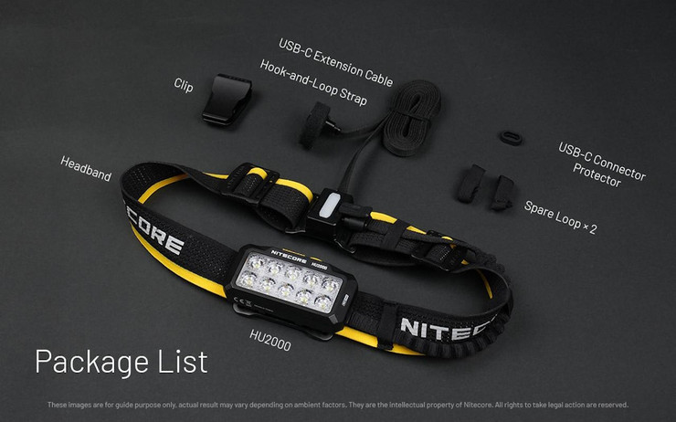 פנס ראש מקצועי 2000 לומנס Nitecore נייטקור HU2000