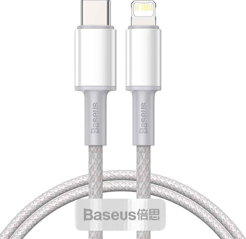 כבל Baseus USB-C TO Lightning בזאוס High Density Braided Type-C-iPhone PD 20W 2m לבן