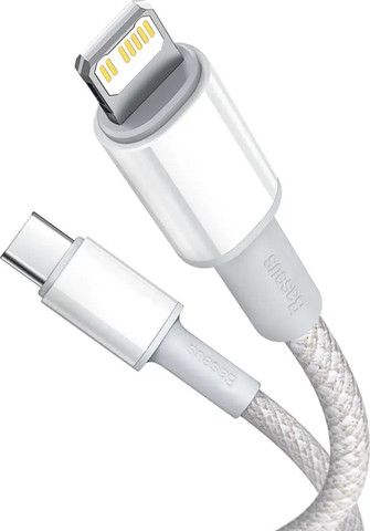 כבל Baseus USB-C TO Lightning בזאוס High Density Braided Type-C-iPhone PD 20W 2m לבן