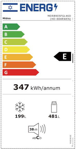 מקרר מקפיא תחתון 680 ליטר Midea מידאה HD-884RWEN MDRB905FGL45D - נירוסטה מושחרת